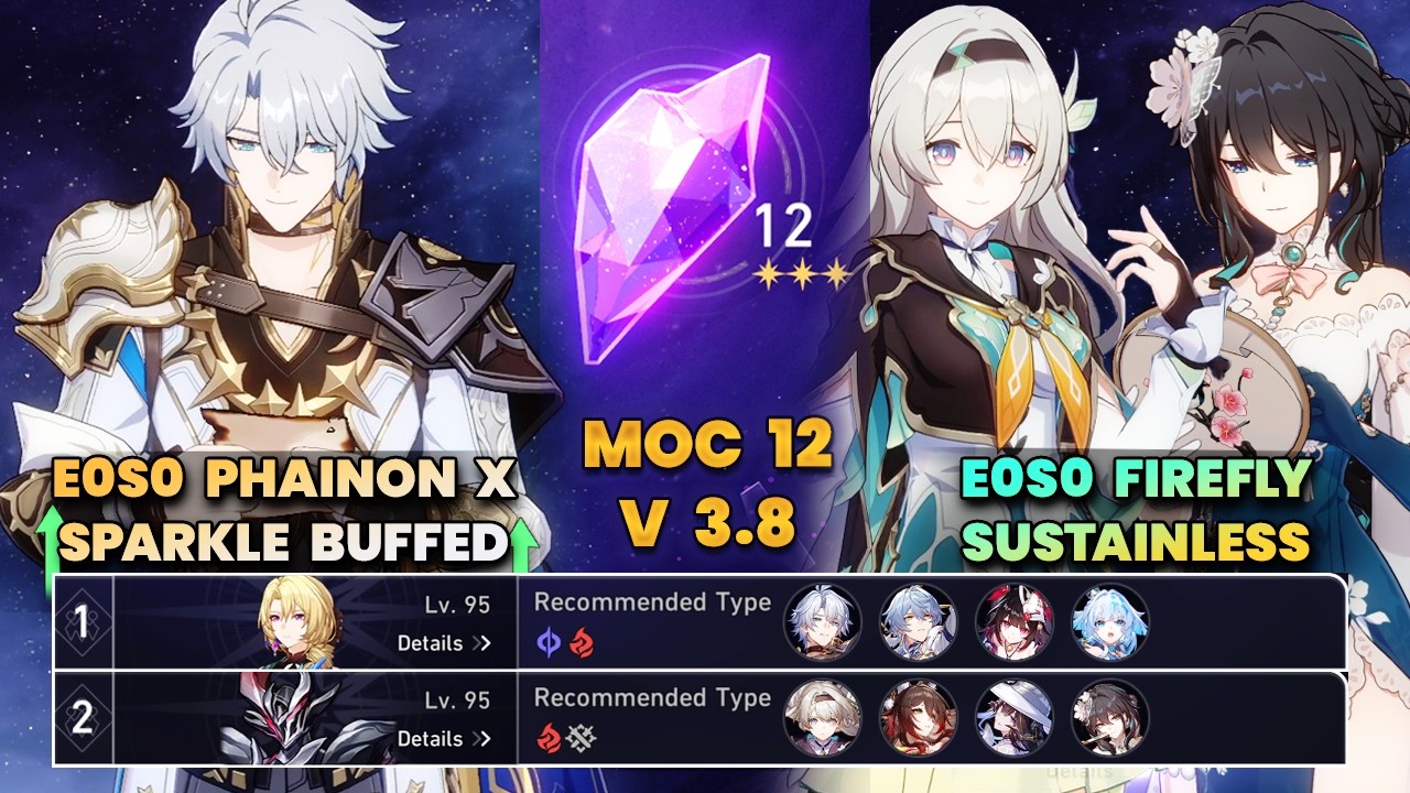 E0S0 Phainon x Sparkle (Buffed) & E0S0 Firefly Sustainless | MOC12 | 3 звезды | HSR | V4.0 |