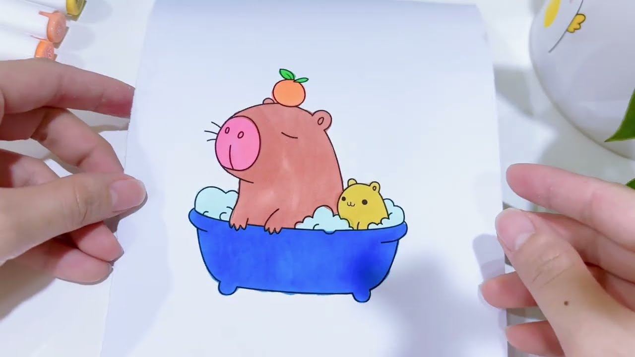 Relaxing Cute Bear Coloring ASMR | Cozy Bath Art for Stress Relief
