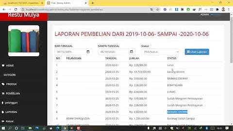 Tutorial Membuat Toko Online PHP dan MySQLI - 35 Modifikasi Laporan Pembelian Dengan Status