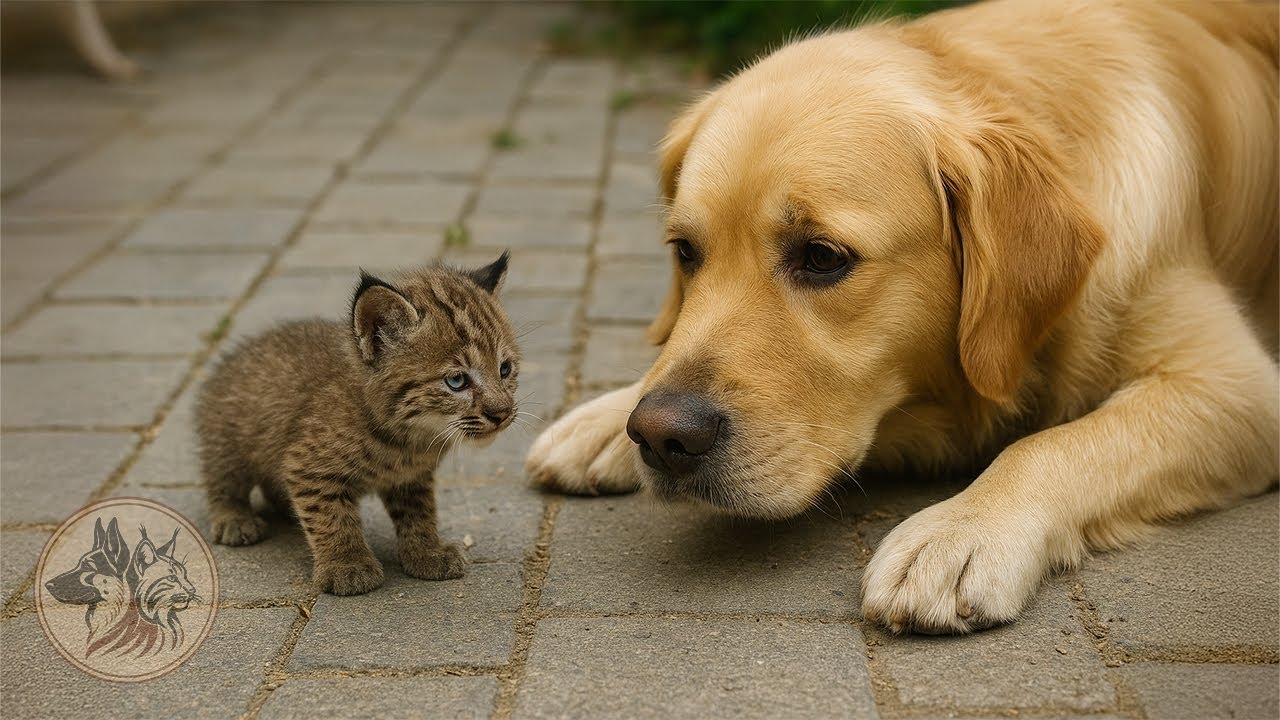 Собака стала ангелом-хранителем слепого котёнка рыси — и всё изменилось
