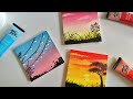 3 Paintings for beginners || 3 mini canvas paintings || aesthetic paintings