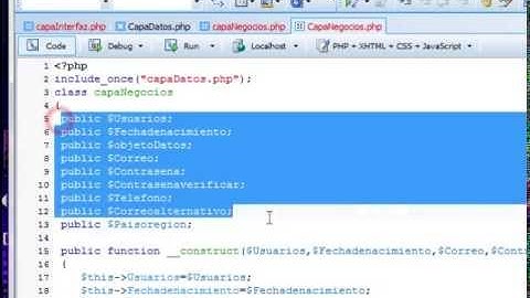 Aplicar Codigo HTML a PHP  Conexion de base de datos mediante.Las Capas Interfaz,Datos, Negocio.