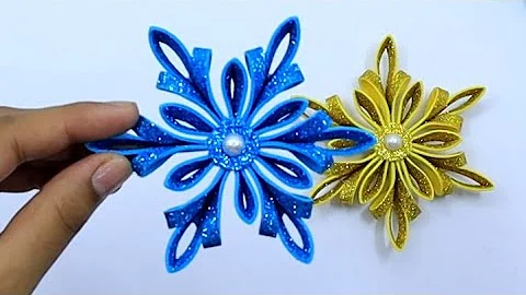 DIY-Mini 3D Snowflakes Christmas Tree Ornaments ❄️ Christmas Decorations with Eva Glitter Foam