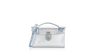 Christian Dior Goatskin Diorever Squad Flap Clutch Silver Blue