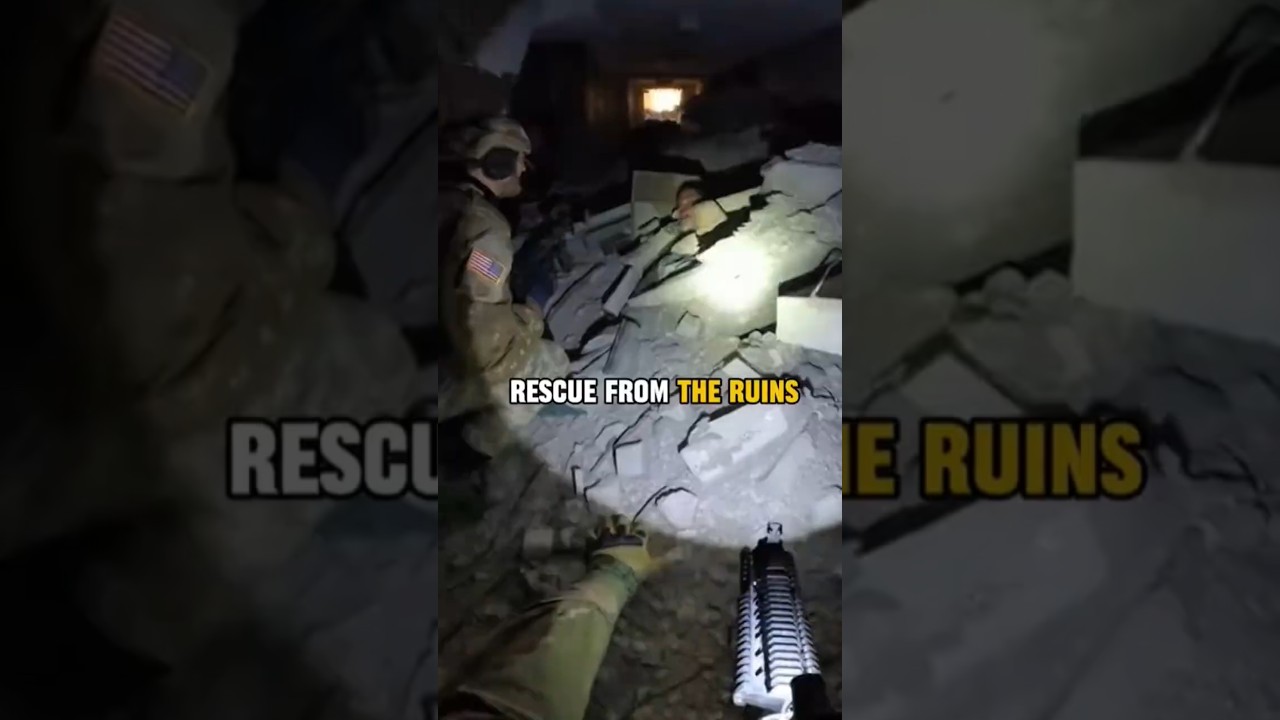 Американские солдаты спасли заблокированного под завалами мирного жителя из-под завалов здания.