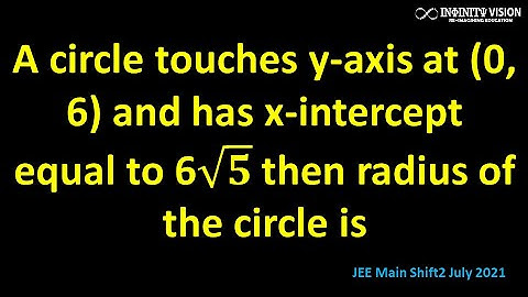 Circle: A circle touches y-axis at (0, 6) and has x-intercept  [JEE Main Shift2 July 2021]