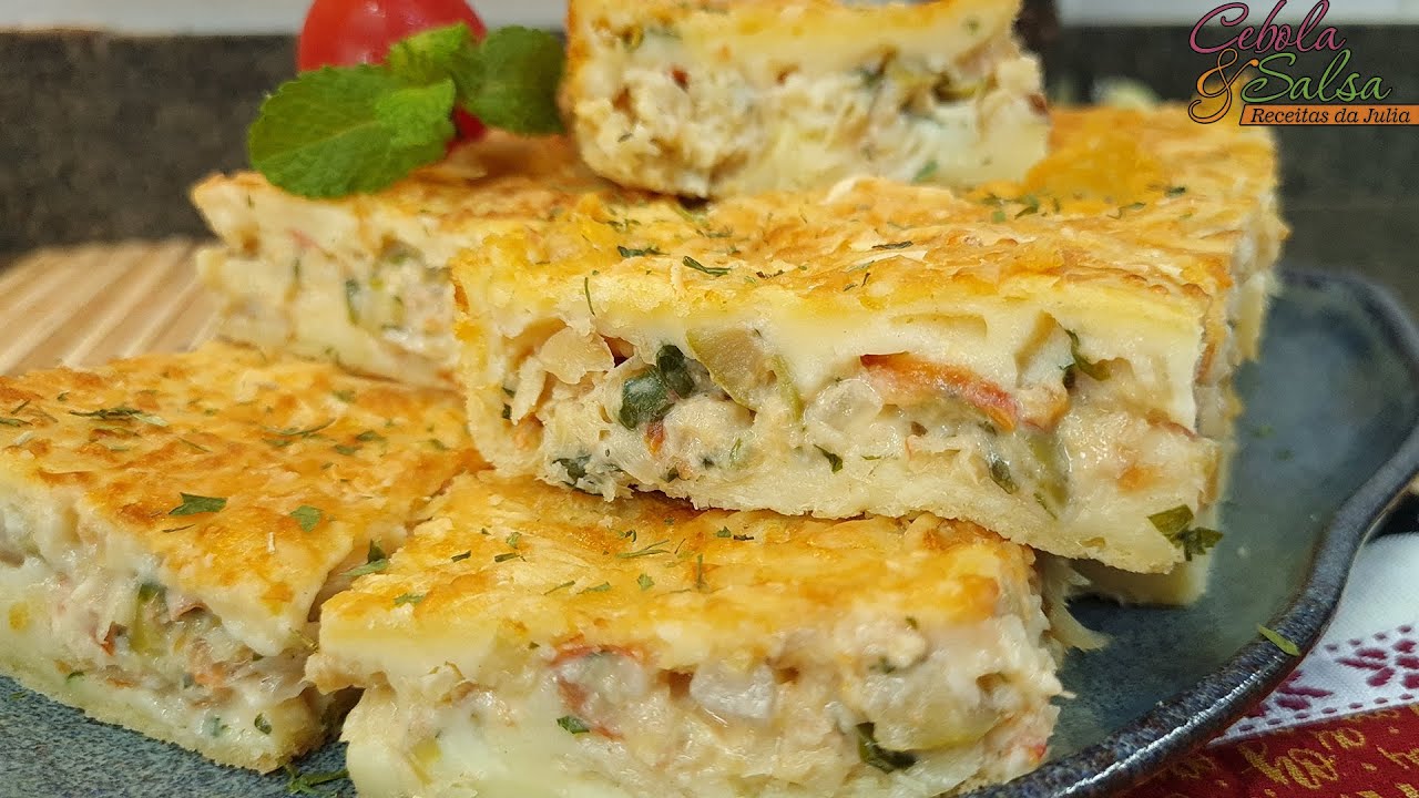 TORTA DE BACALHAU DE LIQUIDIFICADOR - RECEITA PERFEITA PARA O NATAL - Cebola e Salsa