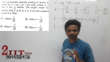 ELECTRIC CHARGES & FIELDS The electrostatic potential existing in space is given by V= xy+yz+zx