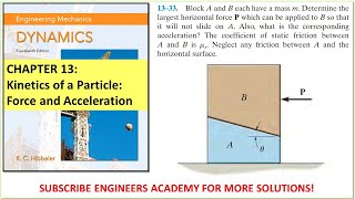 13-33 | Kinetics of a Particle | Chapter 13: Hibbeler Dynamics 14th ed |  Engineers Academy