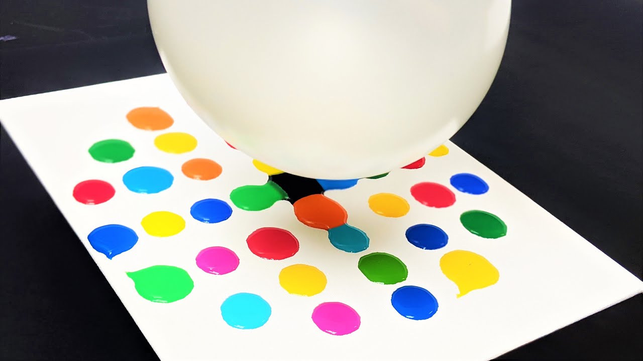 Balloon painting | Scrambling 41 Paints dot-to-dot | Fluid Art | Acrylic Pouring | Abstract Art |