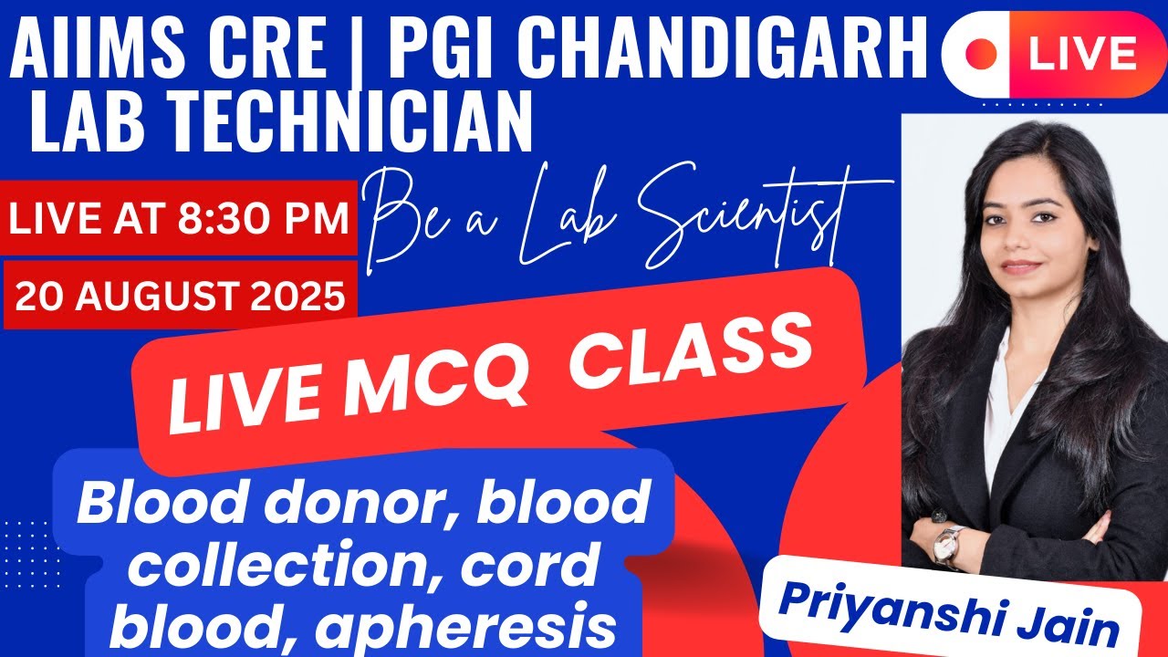 AIIMS CRE EXAM | PGI | LAB TECHNICIAN | LIVE MCQ CLASS | PRIYANSHI JAIN | Blood Transfusion Reaction