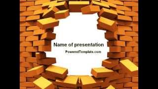 Broken Golden Wall PowerPoint Template by PoweredTemplate.com