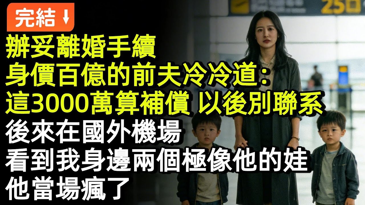辦妥離婚手續，身價百億的前夫冷冷道：這3000萬算補償，以後別聯系，後來在國外機場，看到我身邊兩個極像他的娃，他當場瘋了#小説#故事#言情#完結