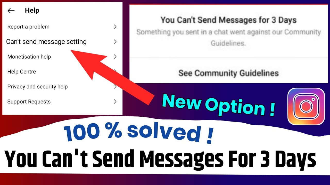 instagram you can't send messages for 3 days | how to fix can't send ...
