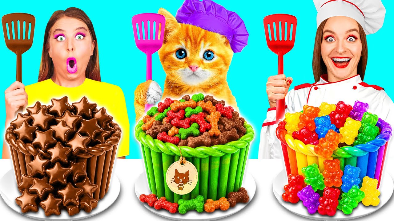 自分 vs おばあちゃんの料理チャレンジ 猫と一緒に | フードバトル