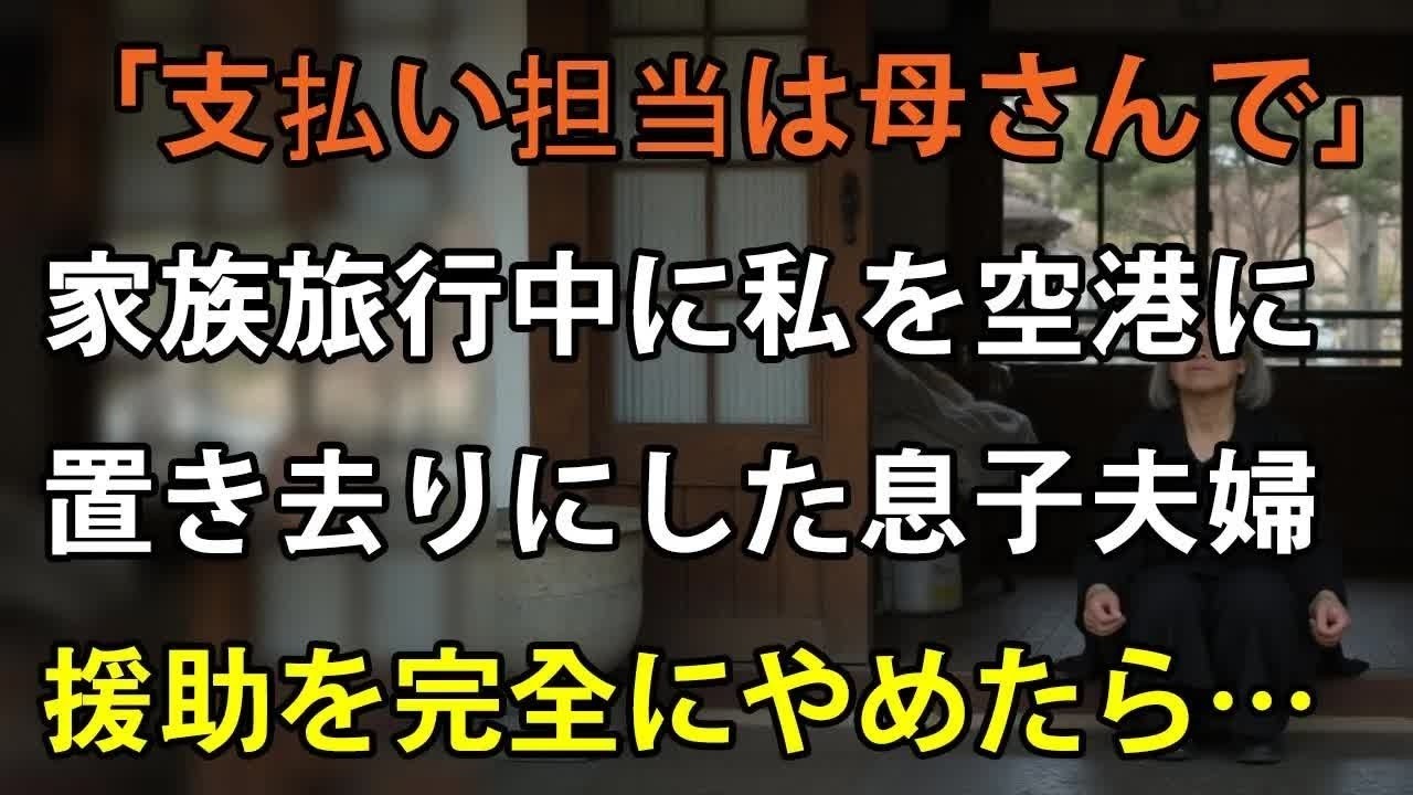 「母さんは支払い担当ね」家族旅行で私だけ空港に置き去りにする息子夫婦→お望み通り、全ての支払いをやめて永遠に姿を消してやりました【シニアライフ】【60代以上の方へ】