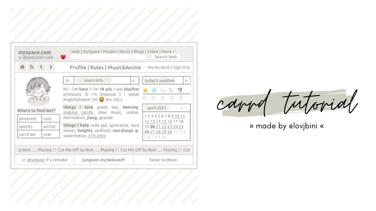 interactive carrd tutorial — © yj4won - YouTube