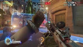 Overwatch, Junkrat on King's Row, contains defensive z9 sextuple kill