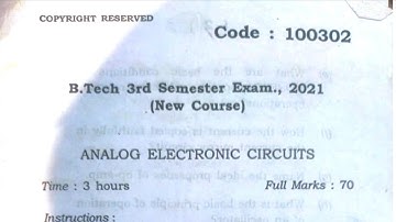 Analog Electronics Circuits || BEU 2021 Question Paper-100302 || B-Tech || Bihar Engg || CSE 3rd sem