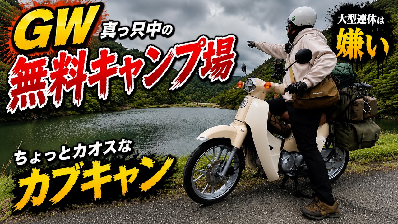 【家出】ゴールデンウイーク真っ只中の無料キャンプ場で雨に怯えるソロキャンプin本郷憩いの森キャンプ場【スーパーカブ】【カブキャン】【JA59】