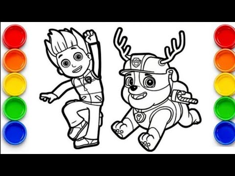Drawing and colouring Paw patrol characters Ryder and Rubble Paw | Paw patrol | Ryder |Rubble Paw