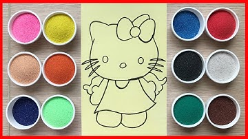 TÔ MÀU TRANH CÁT mèo HELLO KITTY thiên thần - Colored Sand Painting Kitty angel (Chim Xinh)