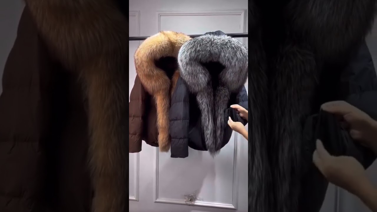 Duck down jacket with real fur customization available colours available #manufacturer #winter #usa