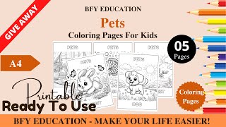 FREE Pets Coloring Pages For Kids 5 Pages
