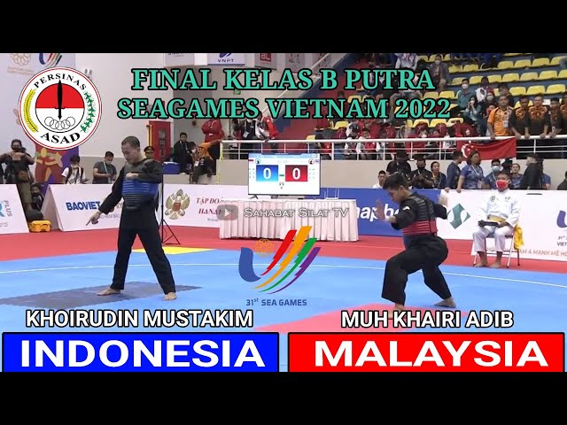 KHOIRUDIN MUSTAKIM (INDONESIA) VS (MALAYSIA) MUH KHAIRI ADIB - PENCAK SILAT SEAGAMES VIETNAM 2022 class=