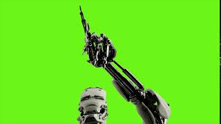 Robot android presses the keys. Realistic looped motion on green screen background. 4K.