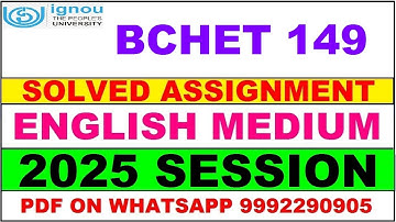BCHET 149 solved assignment 2025 in English | bchet 149 solved assignment 2025 | ignou bchet149 2025