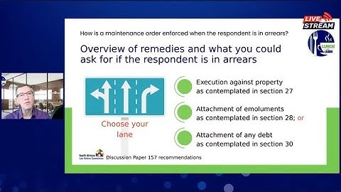 LUNCH AND LEARN: HOW IS A MAINTENANCE ORDER ENFORCED WHEN THE RESPONDENT IS IN ARREARS?