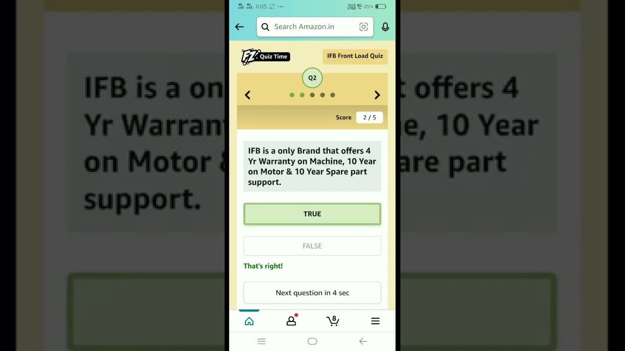 Amazon IFB Front Load Quiz Answers