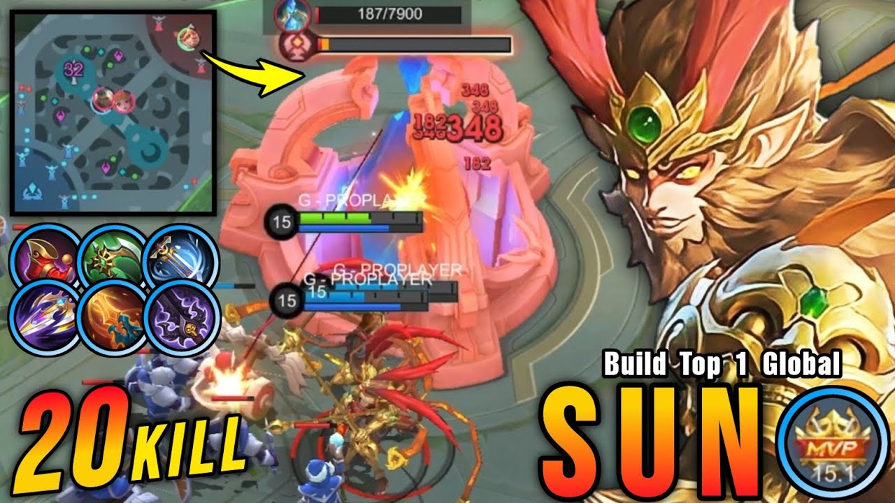Offlane Monster!! 20 Kills Sun Perfect Turret Stealer!! - Build Top 1 Global Sun ~ MLBB