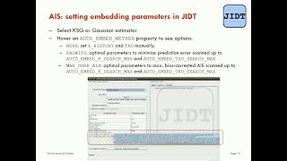 Information storage - Part 2 - JIDT, and setting embedding parameters
