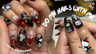 do my nails with me ˚୨୧⋆｡˚ ⋆ sanrio x halloweeen themed, asmr, self-nail 🕸️🕷️ screenshot 3