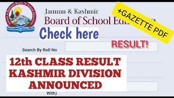 ANNOUNCED | 12th class jkbose result Kashmir division 2021 | jkbose 12th result