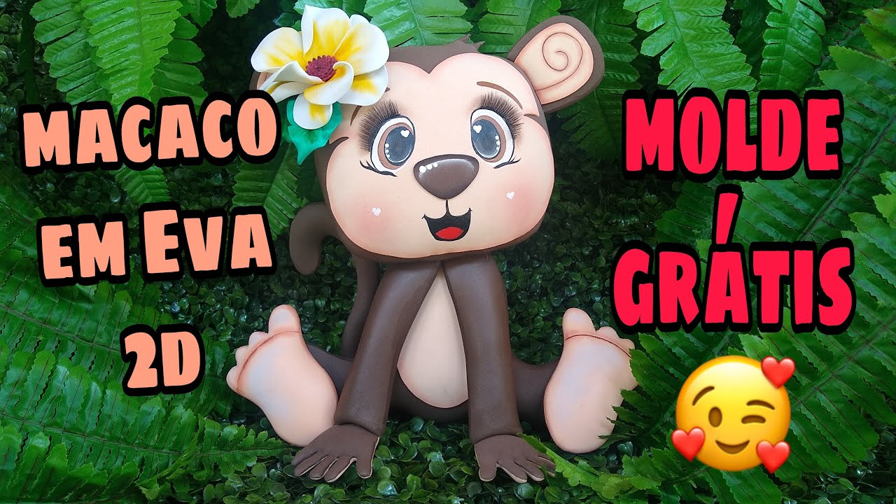 MACAQUINHA EM EVA 2D | MOLDE GRÁTIS