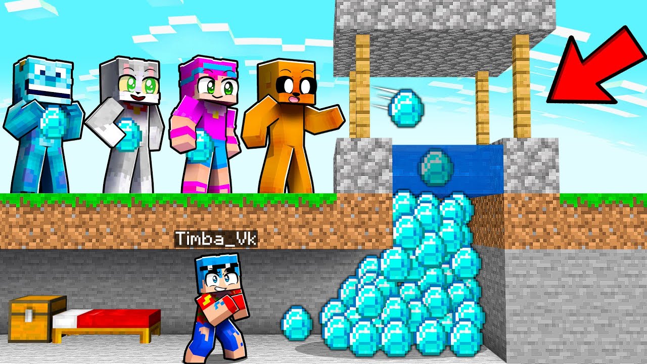 Hice un POZO de los DESEOS para ROBAR DIAMANTES a mis AMIGOS 💎😂 MINECRAFT Los VECINOS #2