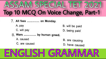 Assam Special TET 2021 || ENGLISH GRAMMAR || VOICE CHANGE MCQ || Top 10 || Part-1