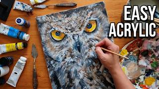 How to paint an owl using acrylics/ Painting Tutorial by Cheryl Navarro