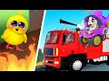 Rescue Team Patrol Mission | Firefighter Saves Chick | Fire Truck &amp; Helicopter | Animation for Kids