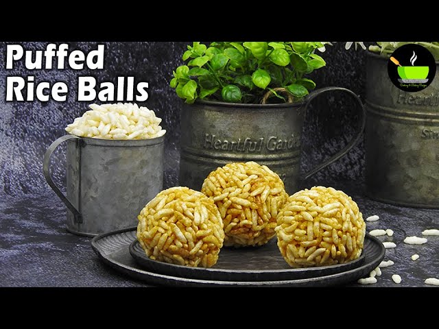 Pori Urundai Recipe | Healthy Puffed Rice Balls With Jaggery | Gur Murmura Laddoo | Jaggery Sweets | She Cooks
