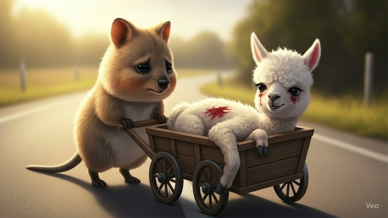 Poor Alpaca had accident and was cared by Quokka
