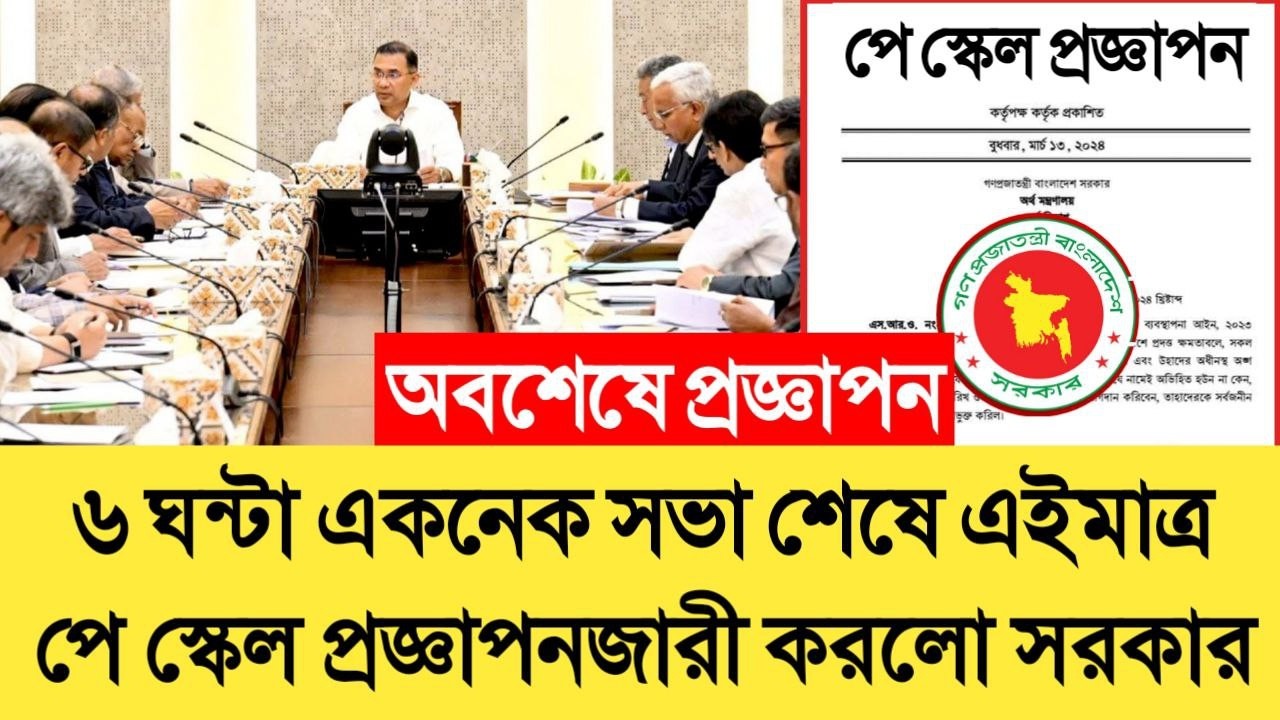 অবশেষে প্রজ্ঞাপন! ৬ ঘন্টা একনেক সভা শেষে এইমাত্র নবম পে স্কেল প্রজ্ঞাপনজারী করলো সরকার। pay scale