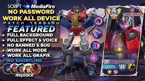 Script Skin Aldous Transformer Starscream No Password MediaFire | Full Effect Voice - Patch Terbaru