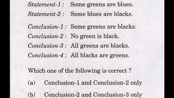 CSAT 2021 Solved Paper | Statement-1 : Some greens are blues.Statements-2 : Some blues are blacks….