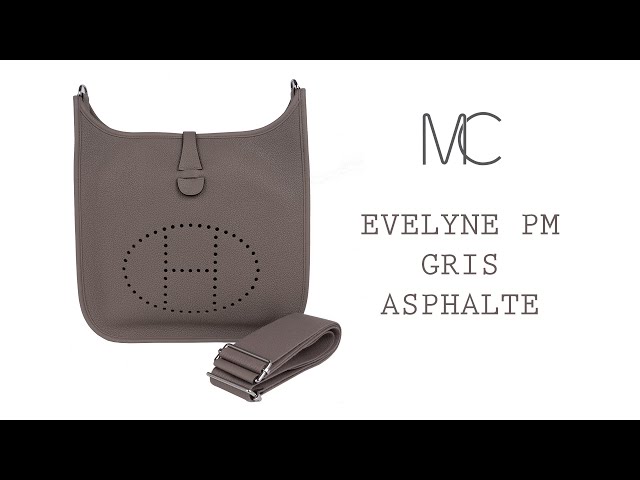 Hermes Evelyne PM Bag Gris Asphalte Palladium Hardware New w/Box