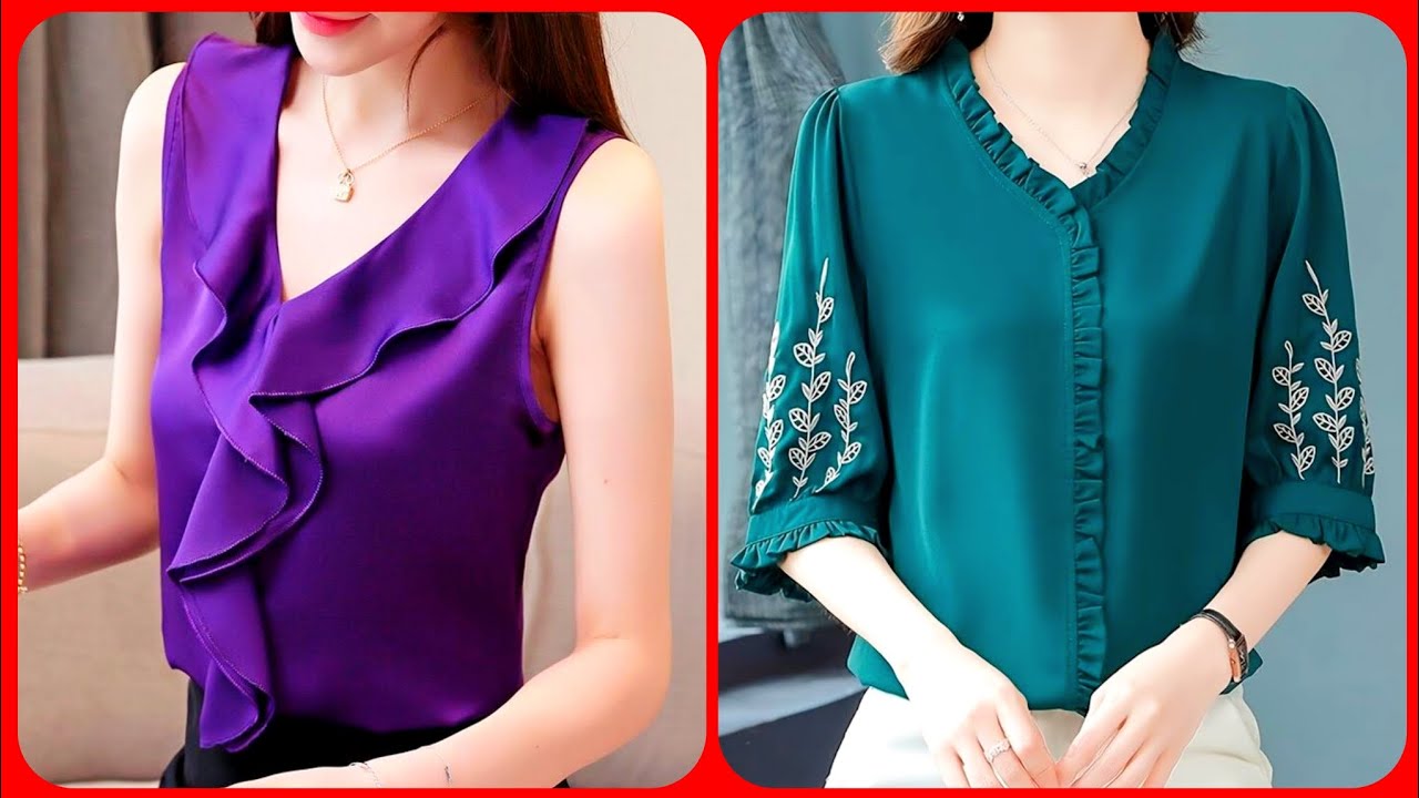 Women's silk blouses /Designer women's blouses/Long sleeve women's ...