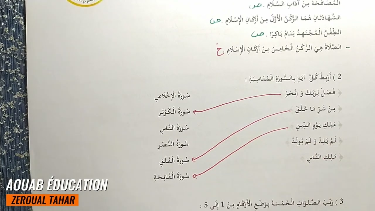 حل نموذجي لامتحان الفصل الثالث في التربية الإسلامية 2023-2024  (نموذج 01 )≡ الأولى ابتدائي